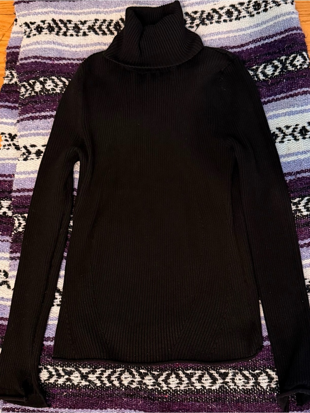 Anthropologie Black Ribbed Turtleneck Sweater